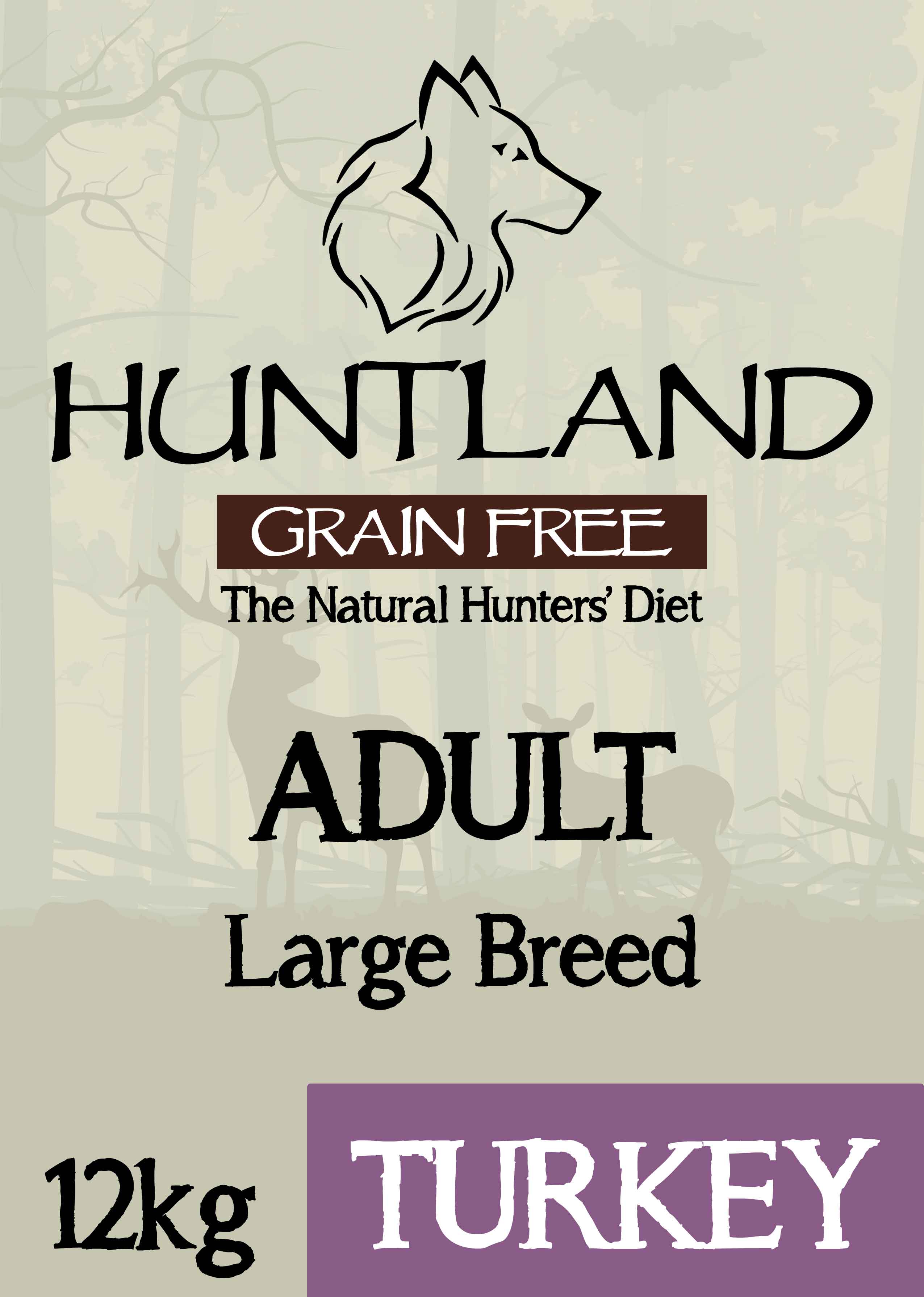 Huntland Adult Deboned Turkey Large Breed Grain Free Dog Food - 12kg
